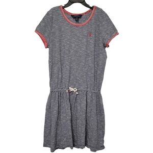 Polo Ralph Lauren Girls Striped Drop Waist Dress Size Large 12-14 Navy Red White